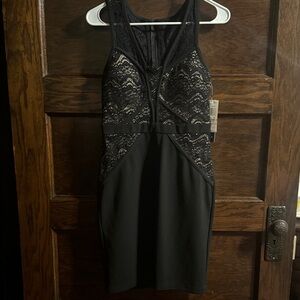 Sequin Hearts, Black with lace detail, NWT, Size 7